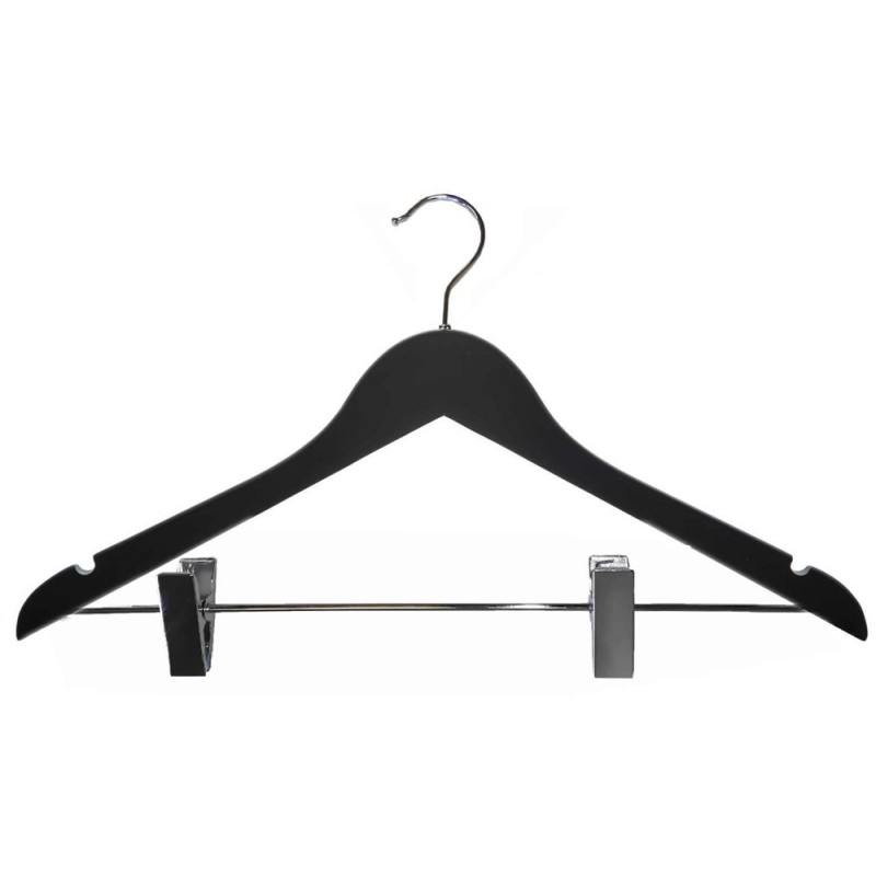 PERCHA MADERA NEGRA C/PINZAS (80 UNIDADES)